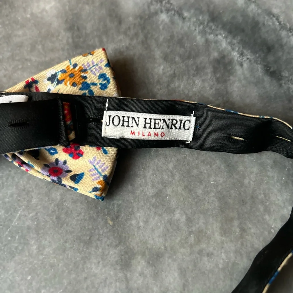 John Henric 100% Linen Floral Kids Bow Tie